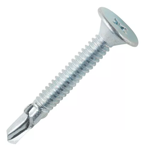 Autoperforante cbz/ plana c/alas #10-24 1.7/16" broca zinc