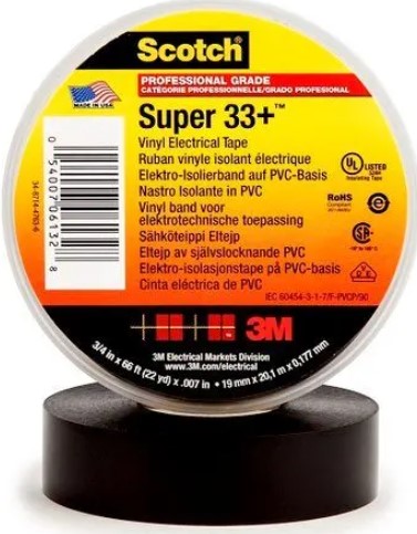 Cinta aisladora negra 3/4" X 1.7M (66") super33+