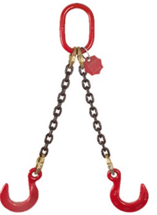 Eslinga de cadena 2 ramales libre 10 mm X 1 m.