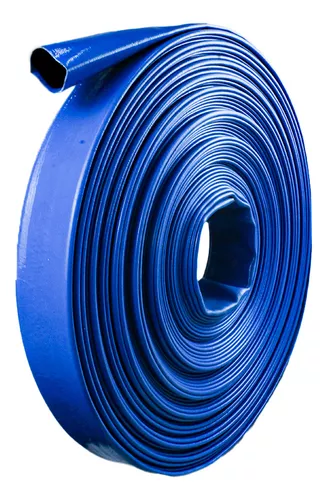 Manguera plana pvc 2" 90PSI azul