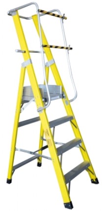 Escalera fibra vidrio plataforma 4 peldaños con baranda doble