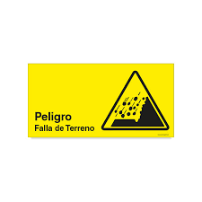 Letrero peligro falla terreno c/tachas 140CM poste galv