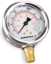Manometro hidráulico (g/gf) 1/4"nptf 10.000PSI caratula 2.5"