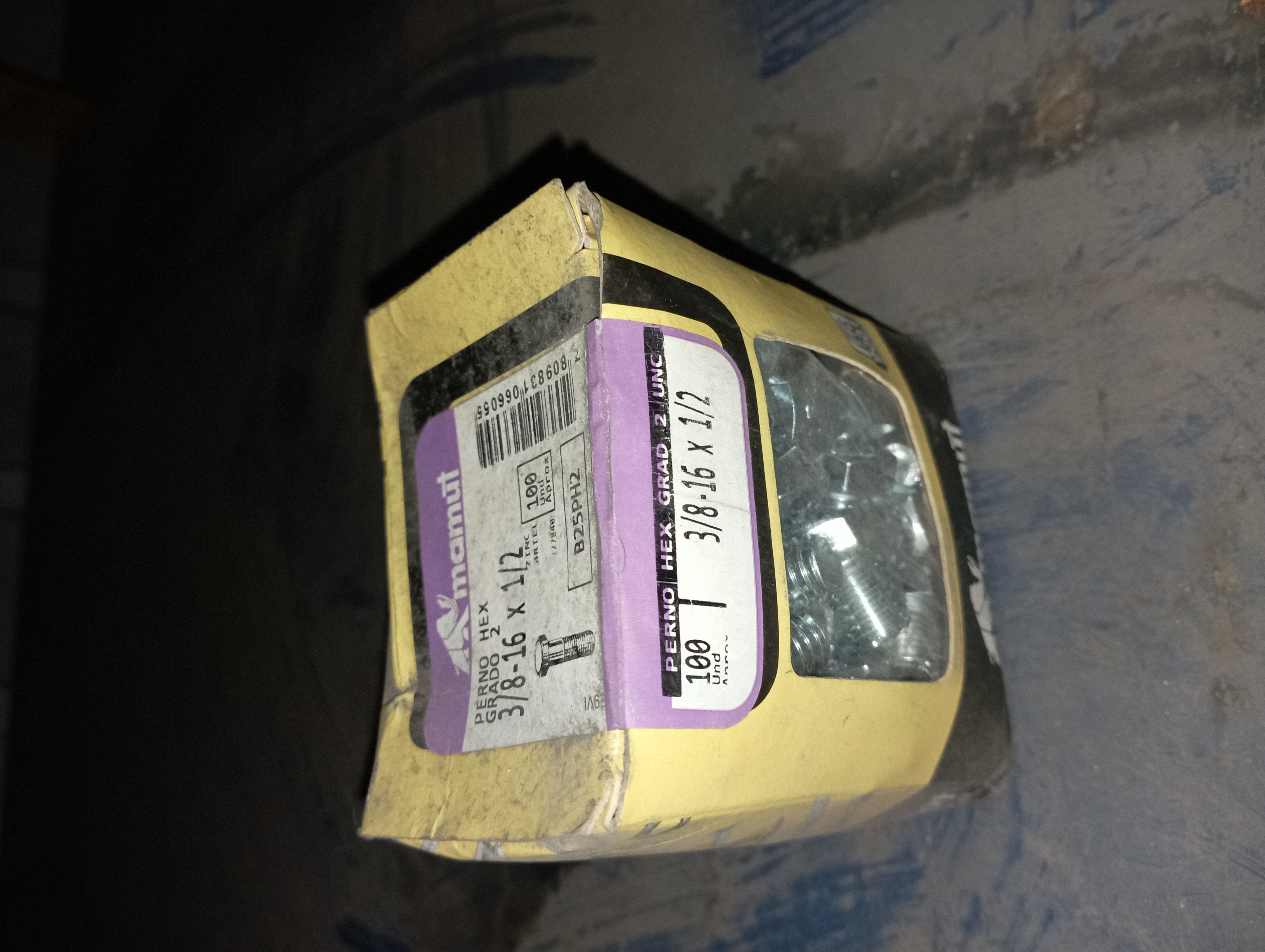 Perno hexagonal UNC G2 3/8"-16 1/2" zinc